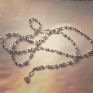 Blue Pearl lariat necklace